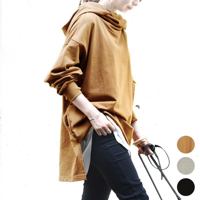 パーカー レディース 春 チュニック カットソー 長袖 スウェット トップス 夏 秋 50代 40代 30代 代 体型カバー ロング 黒 おしゃれ 期間限定特価品