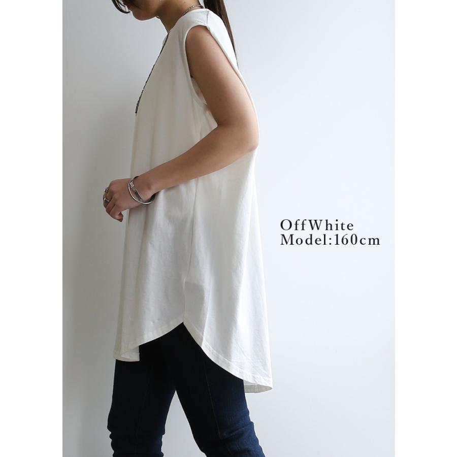 ホワイトコットンノースリーブチュニック and it_（アンドイット） カットソー レディース 綿 tシャツ トップス