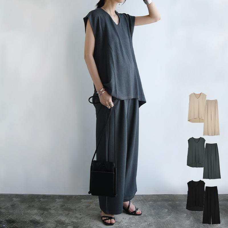 zoyレディース　ノースリーブセットアップ　ネイビー　ドットL zoyレディース ノースリーブセットアップ ネイビー ドットL ZOY