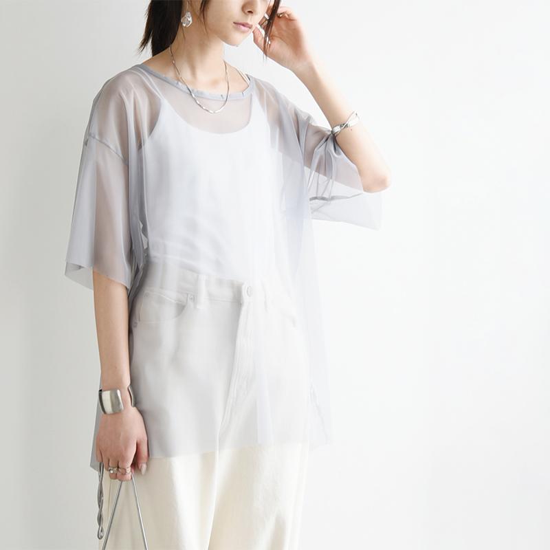 and it_（アンドイット） tシャツ 半袖 春夏 チュール シアー