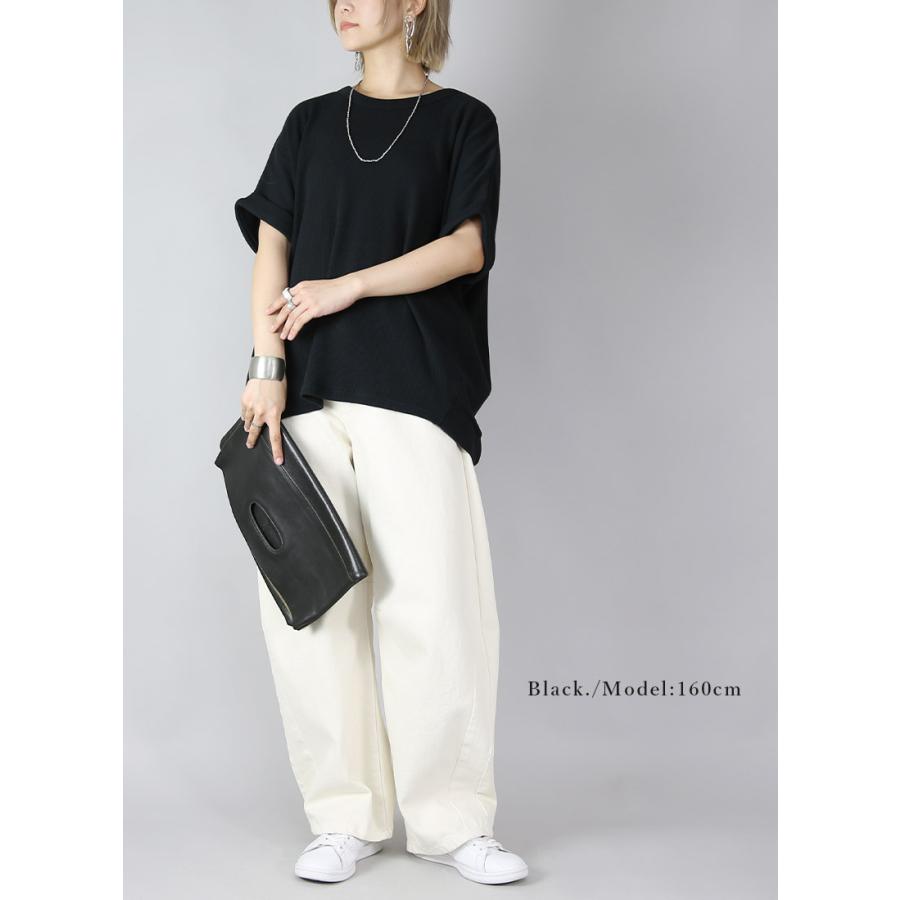 and it_ カットソー レディース 半袖 綿 白 黒 体型カバー