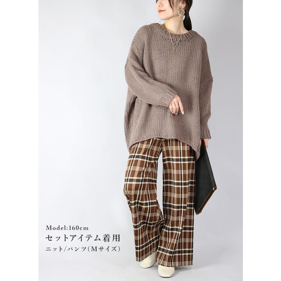 コーデセット レディース 2点 ニット プリーツパンツ 裏起毛 トップス ボトムス 体型カバー 秋 冬 ゆったり M L 送料無料 福袋 おしゃれ | and it_ | 08