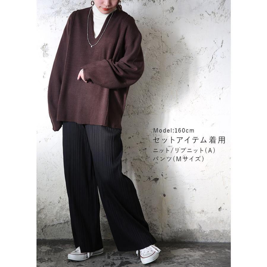 福袋 2026 レディース 5点セット ニット コート アウター 裏起毛 プリーツパンツ トップス ボトムス ゆったり 秋 冬 おまけ付 おしゃれ | and it_ | 07