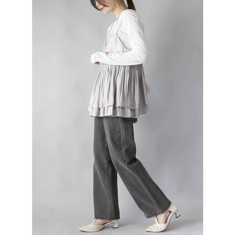 爆買 コーデセット レディース 3点 デニム カットソー キャミソール トップス ボトムス 体型カバー 春 秋 白 M 送料無料 福袋 おしゃれ | and it_ | 07