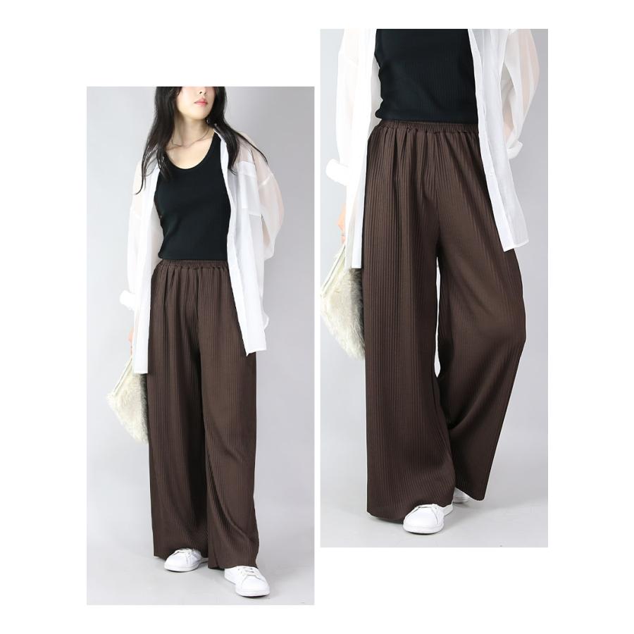 and it_ プリーツパンツ レディース 夏 春 ロング 体型カバー 60