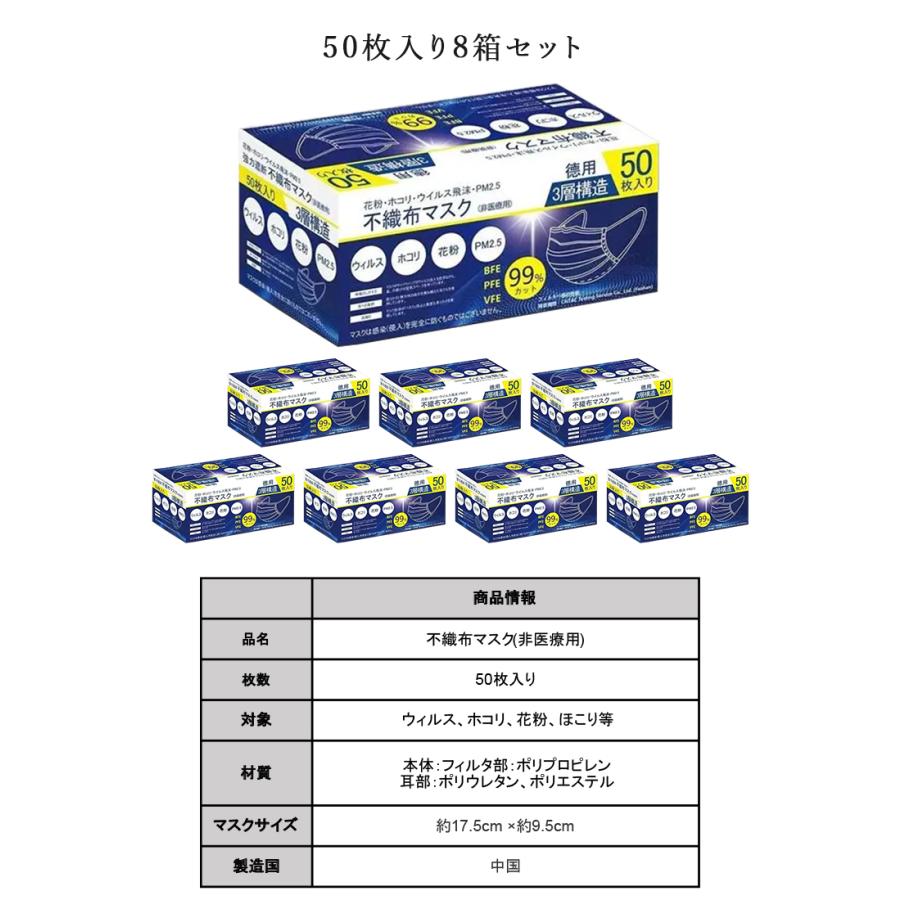 and it_（アンドイット） マスク 不織布 50枚入り 8箱 400枚 予防 風邪
