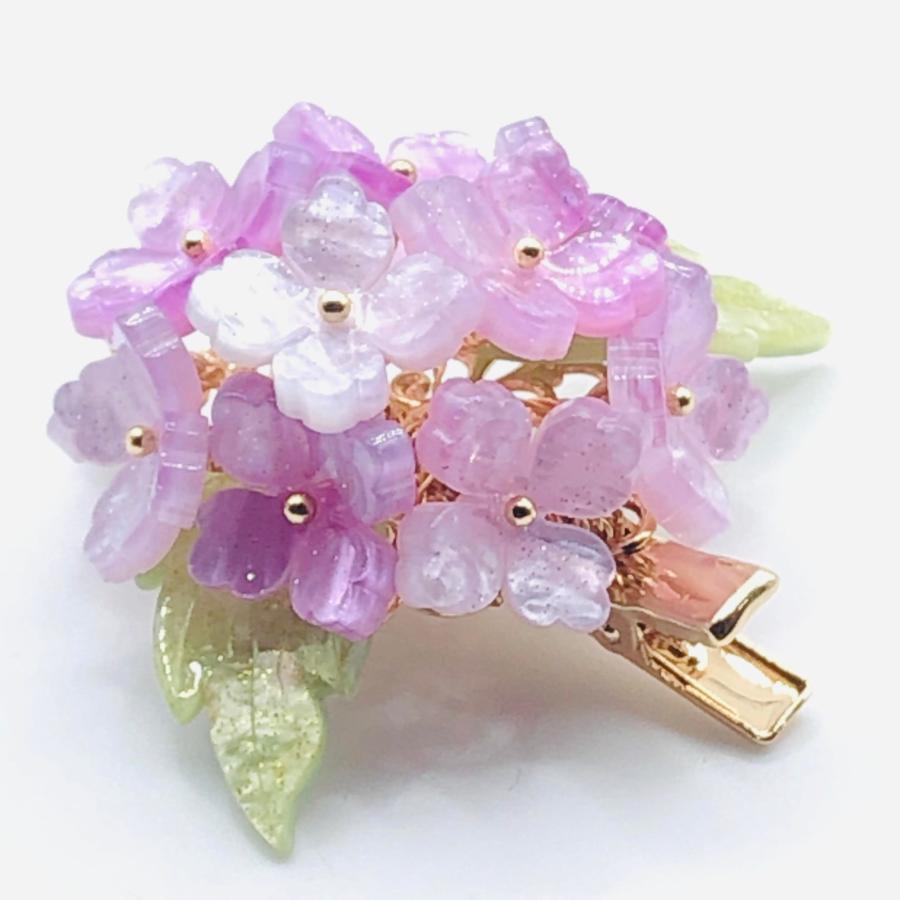 髪飾り 浴衣 紫陽花 かんざし クリップタイプ ヘアクリップ ショート