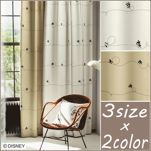 Disney（ディズニー） 遮光カーテン 100×178cm ミッキー/ライン 1枚入