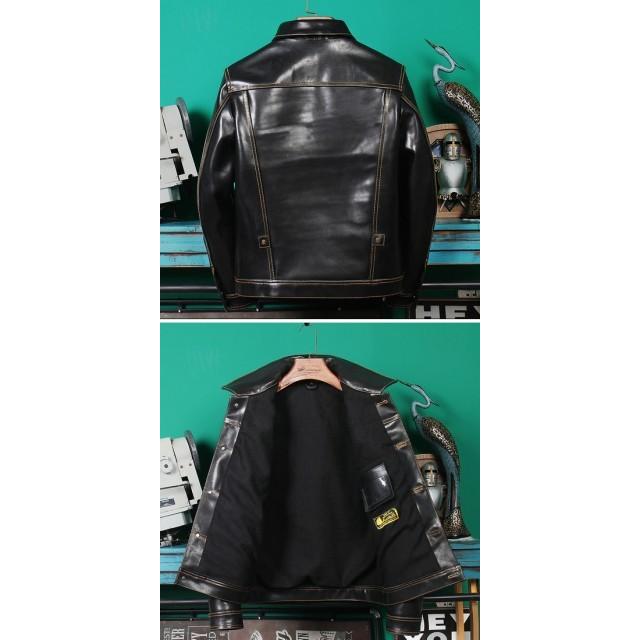 少量生産 革ジャン 本革 ホースハイド 馬革 メンズ/レザー 少量生産 革ジャン 本革 ホースハイド 馬革 メンズ/レザー