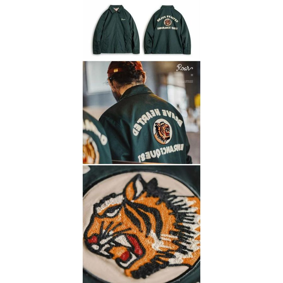 MR.OLIVEの虎の刺繍入りジャケット メンズ ワークジャケット 刺繍 コットン ジップアップジャケット 虎