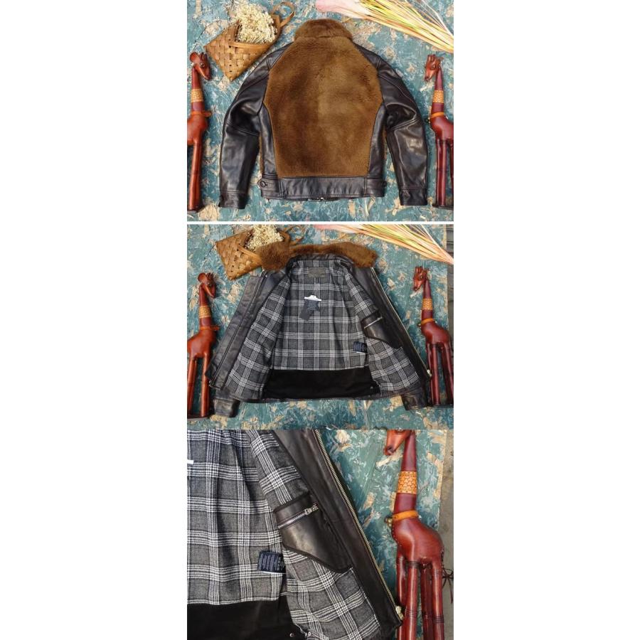 革ジャン 熊ジャン 本革 ホースハイド 馬革 メンズ/レザージャケット