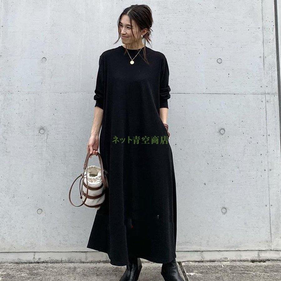 レディース ワンピース 秋 長袖 切り替え ブラック マキシ 春秋 40代 30代 ロングワンピース きれいめ 冬 着痩せ 韓国風 おしゃれ Ol 通勤 旅行ドレス 新しいブランド