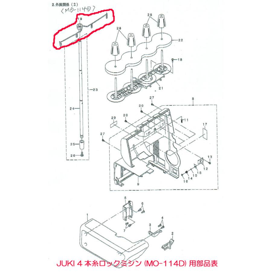 JUKI 糸立て糸案内（組）JUKI ロックミシン用/MOシリーズ（4本糸用）用