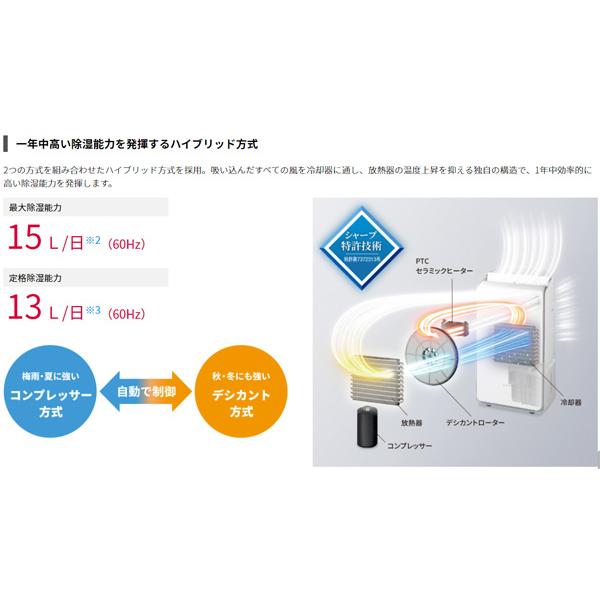 SHARP シャープ 衣類乾燥除湿機 ハイブリッド方式 CV-SH150-W SHARP シャープ 衣類乾燥除湿機 ハイブリッド方式 CV-SH150-W