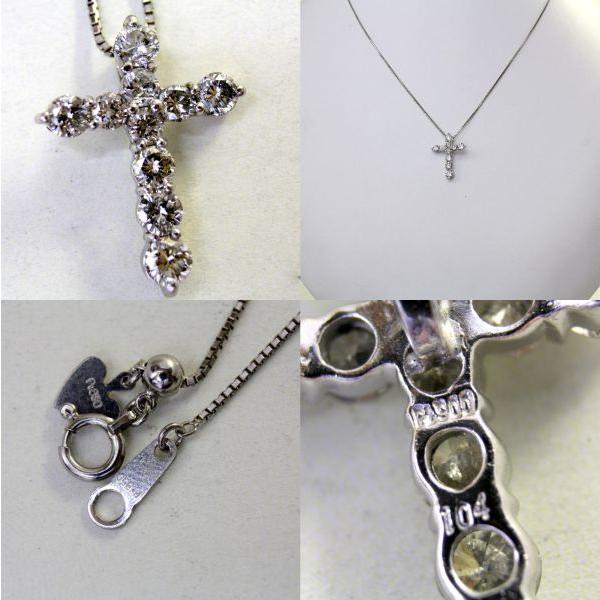 ◎中古美品◎プラチナ ダイヤ 1.04ct クロスペンダント付ネックレス 