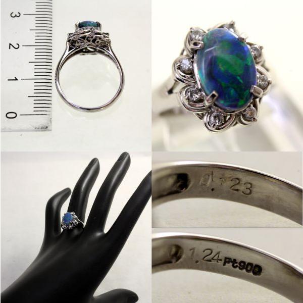 ◎中古美品◎プラチナ ブラックオパール 1.24ct ダイヤ 0.123ct 