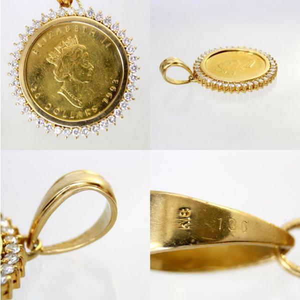 ◎中古美品◎18金枠 ダイヤ 1.36ct 2分の1オンス 純金コイン