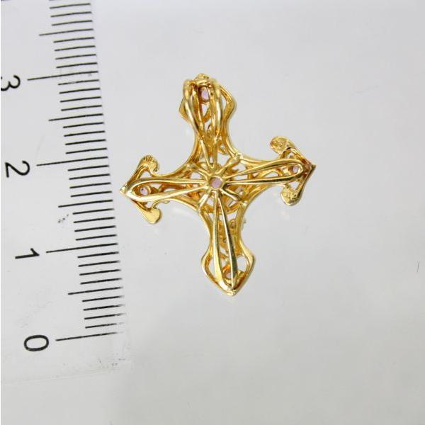 ◎中古美品◎18金 ピンクサファイア 0.56ct ダイヤ 0.12ct クロス 