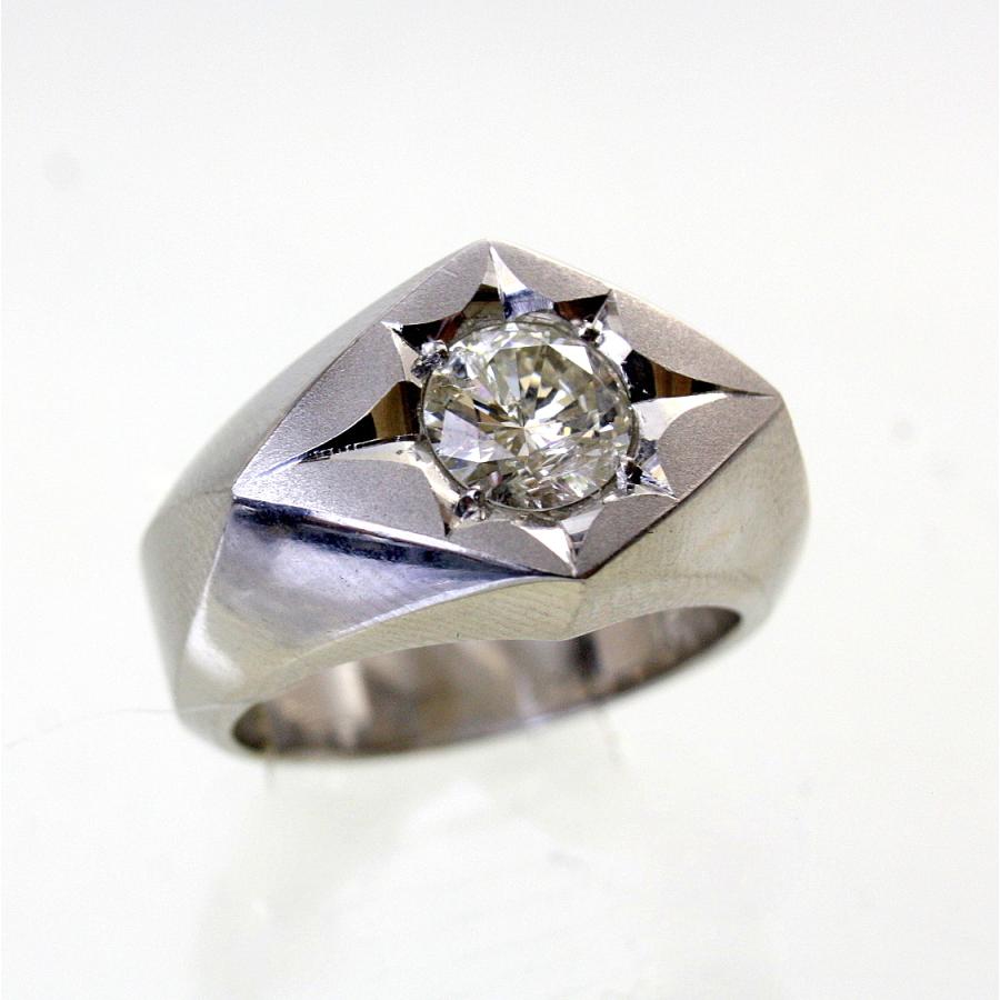 ◎中古美品◎プラチナ ダイヤ 1.029ct 印台 メンズリング 14.5号 