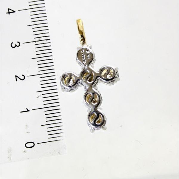 ◎中古美品◎18金YG,WG 天然ジルコン＆ダイヤ クロスペンダント 