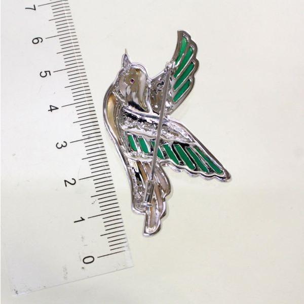 K18WG ルビー＆ダイヤモンド 金魚デザイン ブローチ ◎中古美品◎18金WG ルビー＆ダイヤ 鳥デザイン ブローチ : 安藤商事