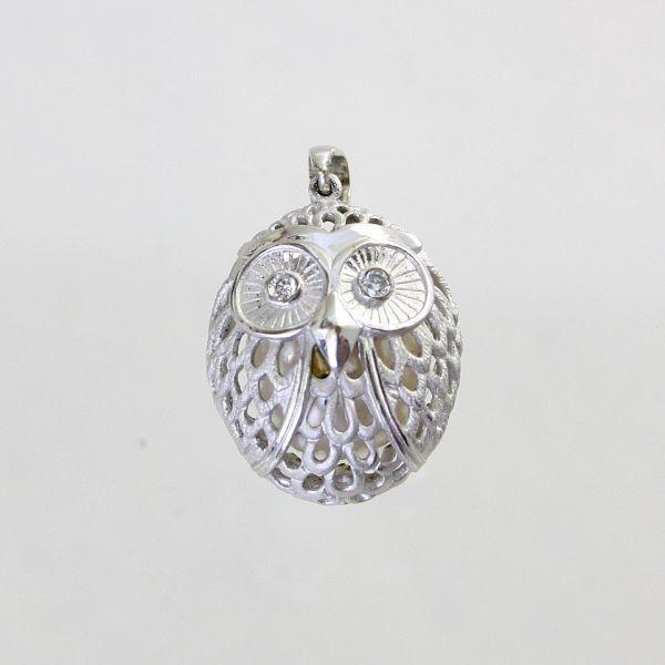 ◎中古美品◎18金WG フクロウデザイン リバーシブルペンダント