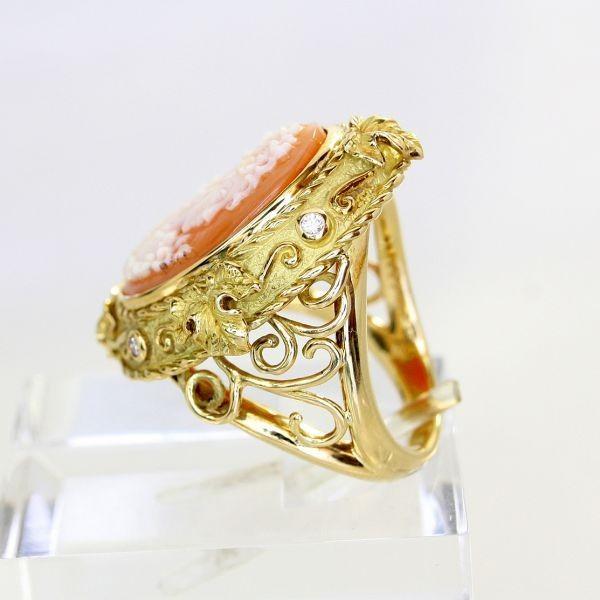 ◎中古美品◎18金 ダイヤ 0.18ct シェルカメオ リング : 安藤商事 