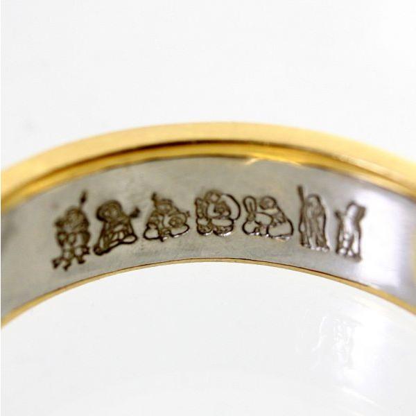 ◎中古美品◎18金，プラチナ ダイヤ 0.17ct 七福神内彫 メンズリング 