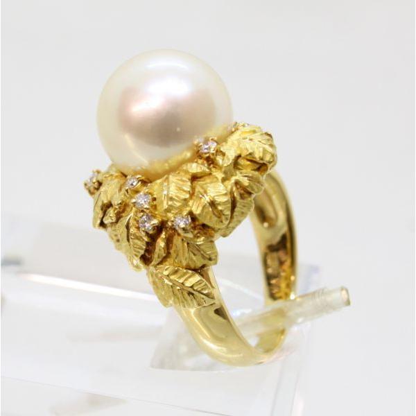 ◎中古美品◎18金 真珠 12.2mm ダイヤ 0.25ct リング 13号 : 安藤 
