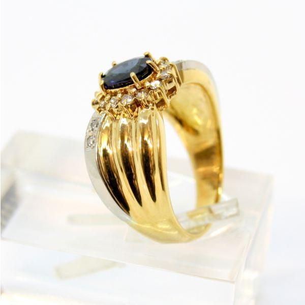 ◎中古美品◎18金，プラチナ サファイア 1.09ct ダイヤ 0.24ct