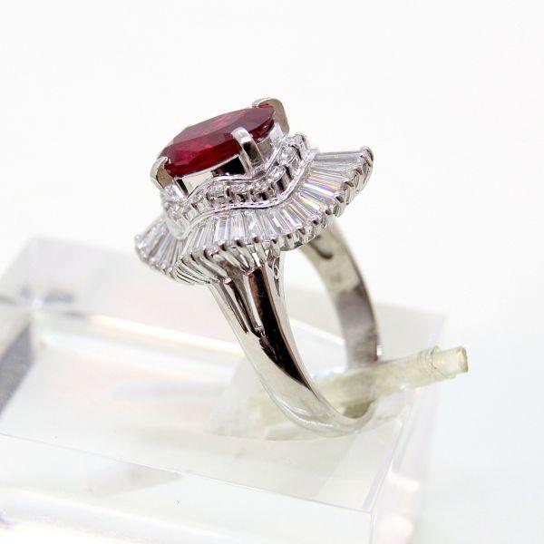 ◎中古美品◎プラチナ ルビー 2.15ct ダイヤ 1.54ct リング 6号 : 安藤 