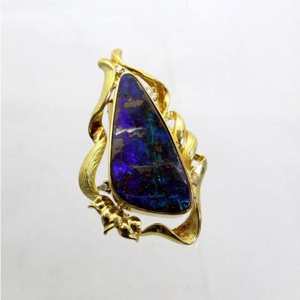 ◎美品◎18金 ボルダーオパール 17.00ct ダイヤ 0.07ct  