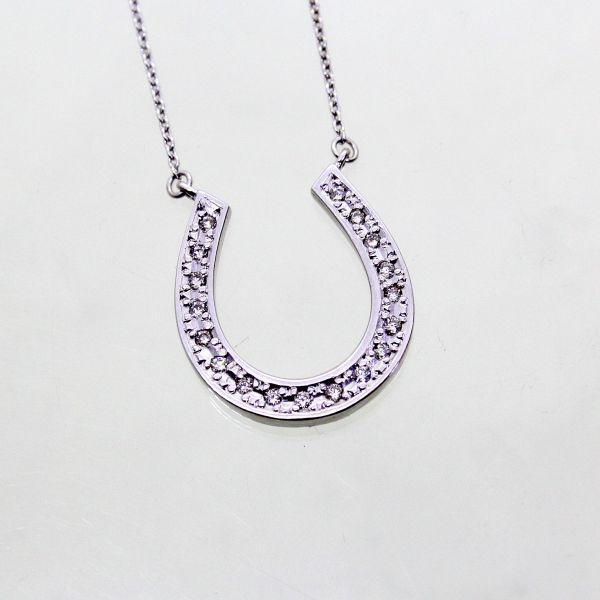 ◎中古美品◎18金WG ダイヤ 0.20ct 馬蹄デザイン ネックレス 