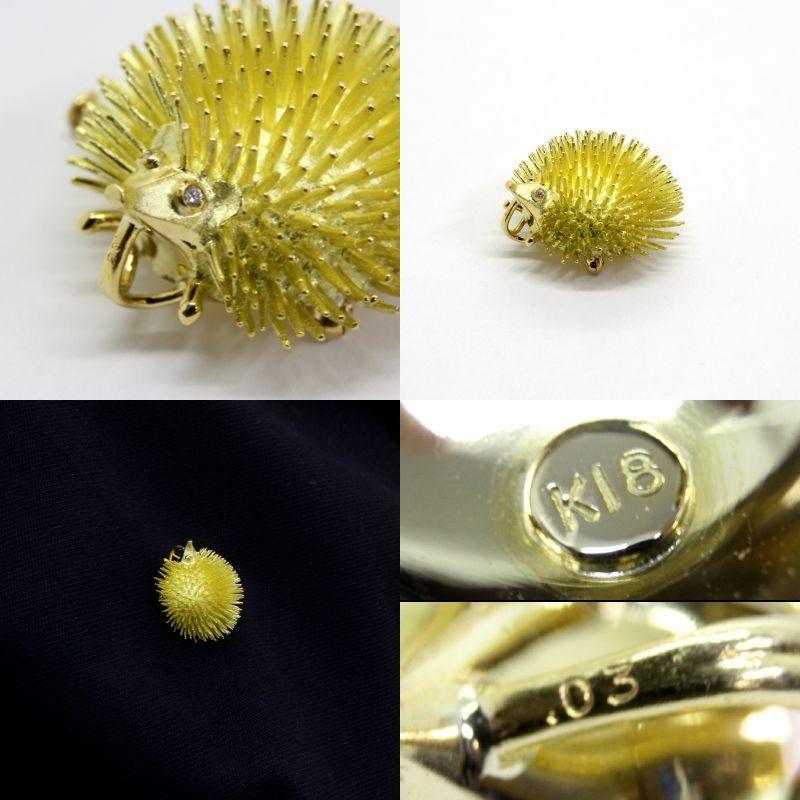 ◎中古美品◎18金 ダイヤ ハリネズミデザイン ブローチ兼ペンダント 