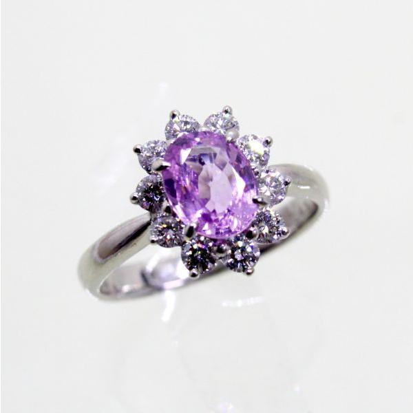 ◎中古美品◎プラチナ ピンクサファイア 1.270ct ダイヤ 0.49ct 