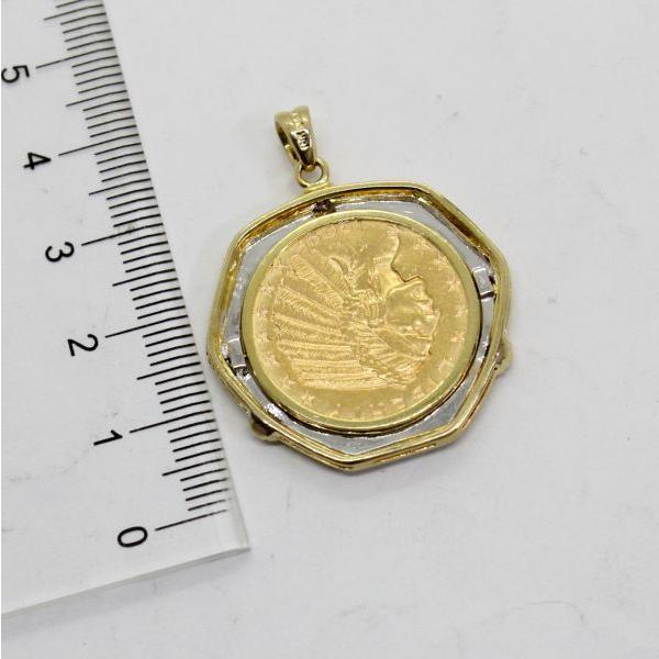 ◎中古美品◎18金YG,WG枠 ダイヤ 0.05ct インディアンコイン