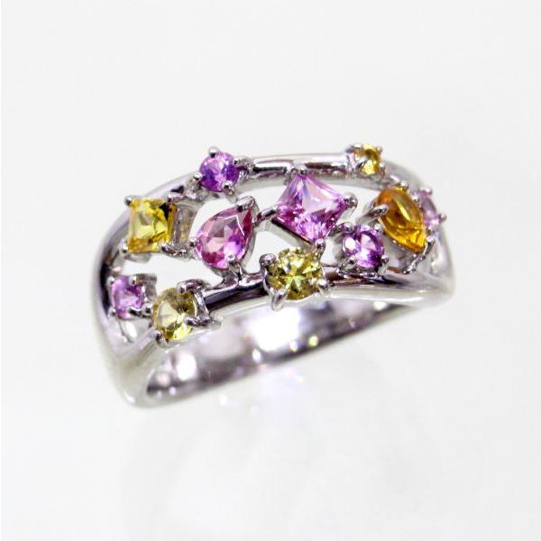 ◎中古美品◎プラチナ　カラーサファイア　1.34ct　リング　14号