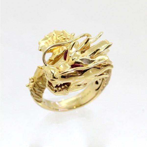 ◎中古美品◎18金 ルビー 0.26ct 龍デザイン リング 14号 : 安藤 
