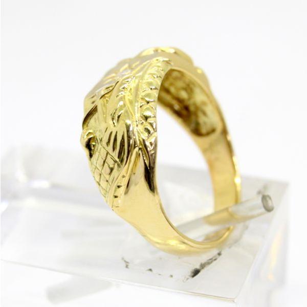 ◎中古美品◎18金 ダイヤ 0.05ct 龍虎デザイン メンズリング 18号 