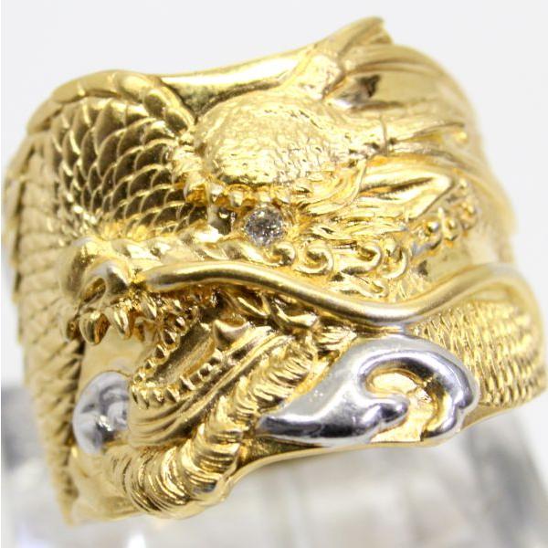 ◎中古美品◎18金 ダイヤ 龍彫 メンズリング 19.5号 : 安藤 ◎中古美品◎18金 ダイヤ 龍彫 メンズリング 19.5号 : 安藤