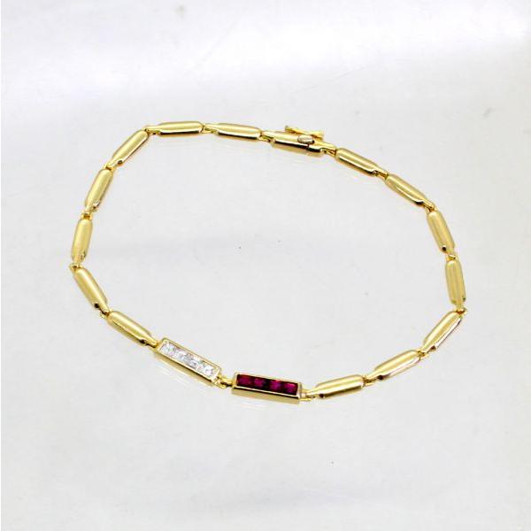 ◎中古美品◎18金 ルビー 0.47ct ダイヤ 0.34ct ブレスレット 