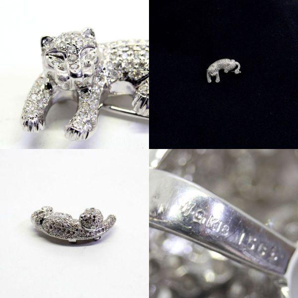 ◎中古美品◎18金WG ダイヤ 1.562ct パンサーデザイン ブローチ兼 