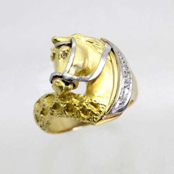 ◎中古美品◎18金，プラチナ ダイヤ 馬デザイン リング 9号 : 安藤