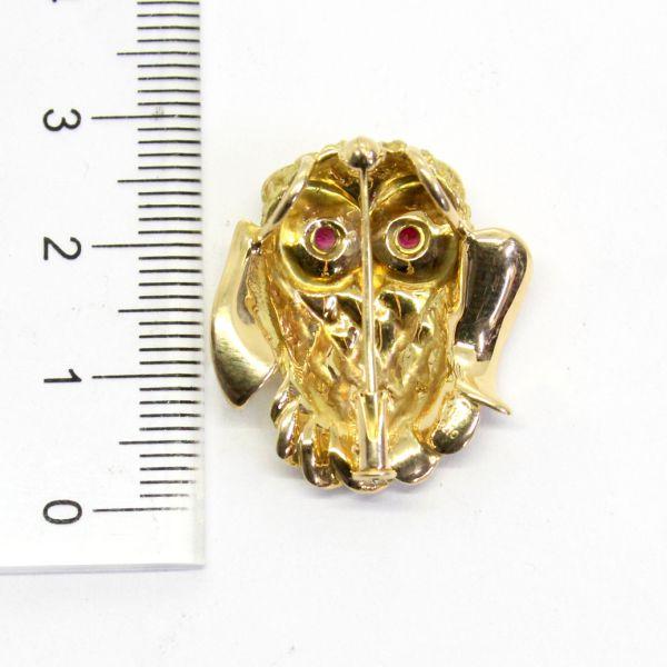 ◎中古美品◎18金 ルビー 0.10ct フクロウデザイン ブローチ兼 