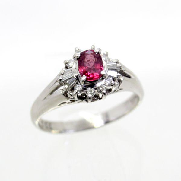◎中古美品◎プラチナ ルビー 0.41ct ダイヤ 0.22ct リング