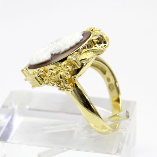 ◎中古美品◎18金 ダイヤ 0.12ct シェルカメオ リング 14号 : 安藤 