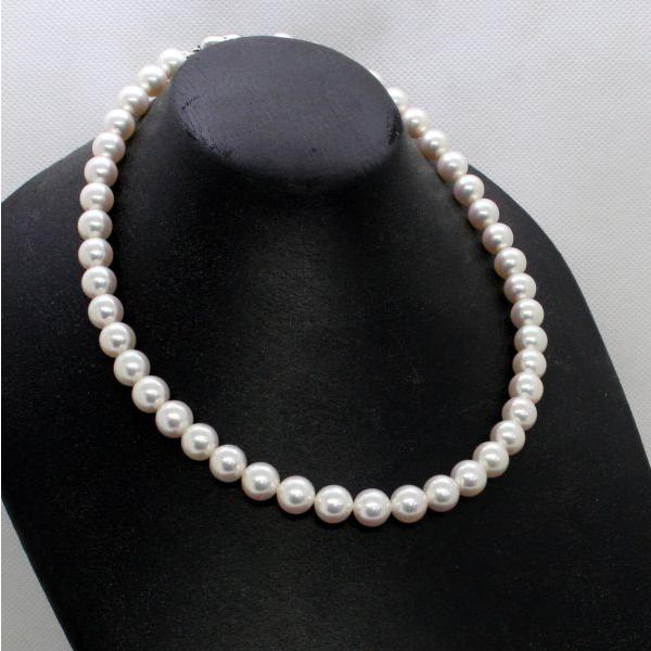 ◎中古美品◎花珠真珠 9.0〜9.5mm パールネックレス ピアス付 : 安藤 