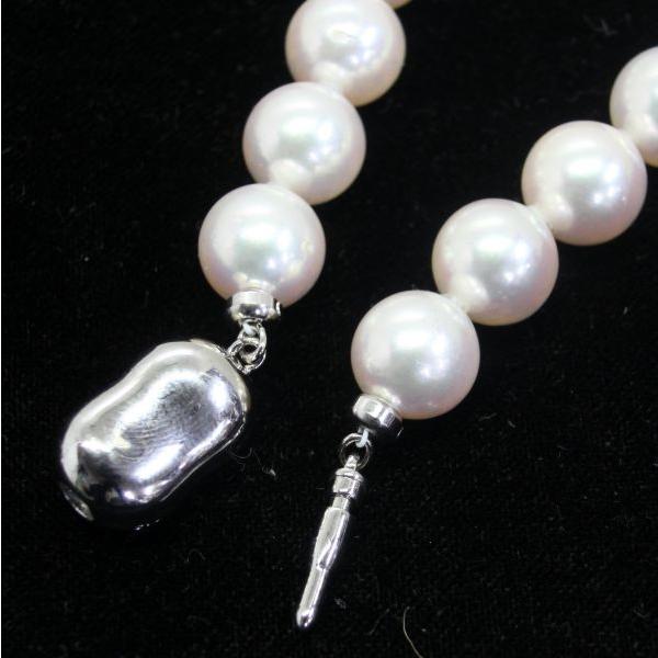 ◎中古美品◎花珠真珠 9.0〜9.5mm パールネックレス ピアス付 : 安藤 