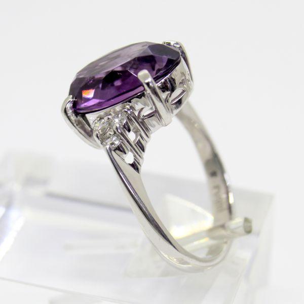 ◎中古美品◎プラチナ アメジスト ダイヤ 0.20ct リング 15号 : 安藤 