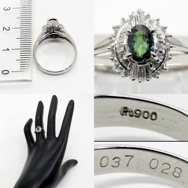 ◎中古美品◎プラチナ アレキサンドライト 0.37ct ダイヤ 0.28ct